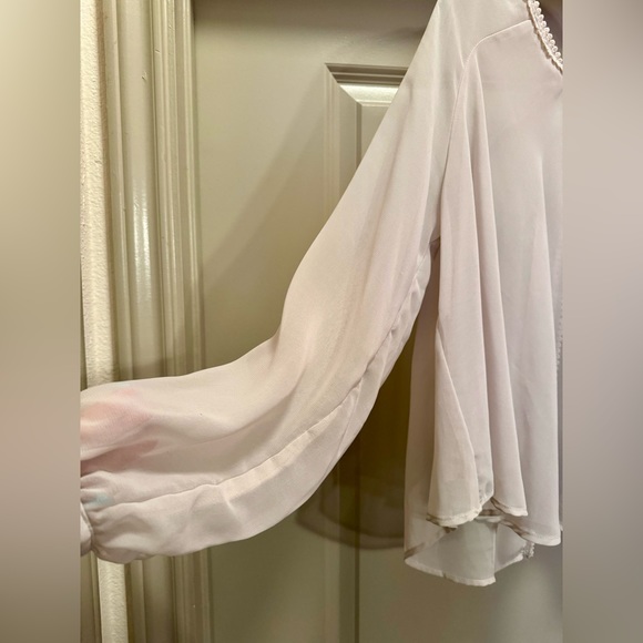 FREE PEOPLE White Sky High Sheer Open Back Top Blouse M - Picture 4 of 15